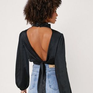 Nasty Gal Open Back Silk Shirt